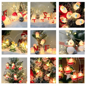 Papai Noel floco de Neve da corda LED Luzes de Natal Enfeites de Árvore de Natal Decoração Para a Casa Natal, Natal, Noel, Em 2022, Ano Novo, Presentes