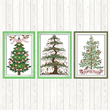 Árvore de natal Contadas para Bordar 14ct Ponto de Cruz, Kit de Presente de Natal 11ct Impresso em Lona DMC DIY Bordado artesanal