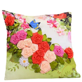 A impressão 3D de costura / bordado de Fita travesseiro / carro de almofadas Campanula Continental, sala de estar / rosa de fita bordado