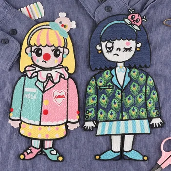 Adorável dos desenhos animados de Meninas Patches Bordados Adesivos Jeans e Casacos de Mochila de Vestido de Costurar em Jaquetas Appliqued de Costura, Roupas de Crachá