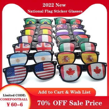 Bandeira nacional Decorativos Óculos de 2022 Jogos de Futebol TOP32 Bandeira Nacional Adesivo de Óculos de Fãs Adereços Decorativos Torcendo Vestir
