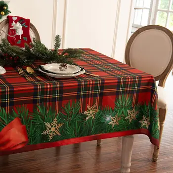 Inter de Férias de Natal Toalha de mesa Xadrez Impresso da Toalha de Mesa na Cozinha, Cobertura para o Natal/Jantar Decoração