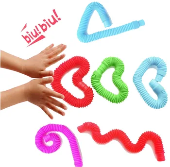 5Pcs Mini Pop Tubos Sensorial Brinquedo para Adultos Fidget alívio de tensão Brinquedos de Criança Autismo Anti-Stress Plástico Fole Crianças Squeeze Brinquedo
