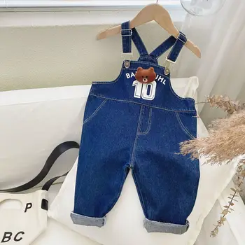 bebê de jeans, macacão para menina, menino macaquinho jeans jardineiro criança global calças coreano bonito para crianças, uma peça de roupa