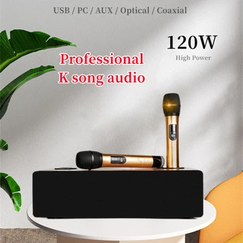 120W Profissional de Karaoke Sistema de Áudio Conjunto de UHF de Mão Microfone sem Fio Bluetooth alto-Falante Para a Festa de Reunião TV em Casa do Teatro