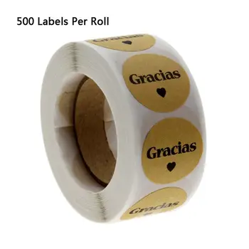 500pcs Kraft Natural Gracias espanhol Obrigado rótulos Adesivos para Vedação Rótulo de Cozimento do Pacote de Adesivos de Scrapbook papel de carta