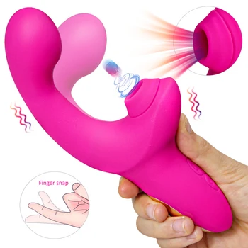 Chupando o Vibrador no Clitóris Vácuo Estimulador Boquete Mamilo Vagina Otário Vibratoria Vibrador de Dedo Rebolando Brinquedos Sexuais para Mulheres