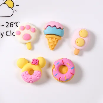 10Pcs dos desenhos animados Mini sorvete, Donuts Plana da Resina Pérolas Scrapbook Casamento Diy Gancho Acessórios Enfeites Artesanato