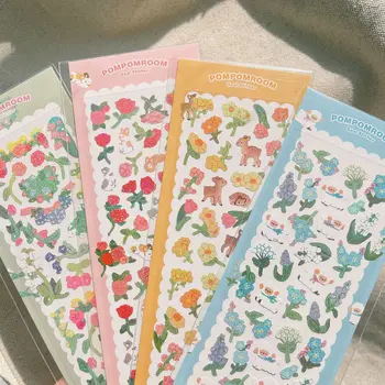O coreano Laser Colorida de Rosa Cordeiro Ídolo Cartão de Adesivos DIY Scrapbooking Lixo Jornal Diário Álbum de Fotos do Telefone Móvel Adesivo