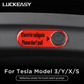 Para O Tesla Model ModelY 3 X S Tronco De Carro Porta Traseira Interruptor Adesivo De Aviso Elétricos Na Traseira Acessórios Lembrete Adesivo Refletivo