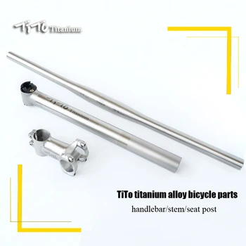 TiTo de titânio Leve BTT/Estrada de bicicleta peças de liga de Titânio de Guidão de Bicicleta com Selim de Bicicleta/assento tubo de titânio-tronco Conjuntos
