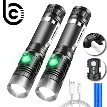 Ultra Brilhante Lanterna LED Com XP-L T6 contas lâmpada LED Impermeável Tocha Zoomable 4 modos de iluminação Multi-função de carregamento USB