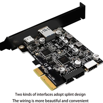 PCIE 3.0 USB 3.2 Gen2 Tipo-C 10 gbps de Transferência de Dados carregador Rápido USB-C Controlador PCI-E E o Tipo de 19P20P E o Tipo de Cartão