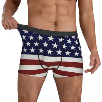 4 De julho Americano Bandeira dos EUA Cueca Patriótica e 4 de julho de Soft Personalizada Calcinha Boxer Breve 3D Bolsa de Homem Oversize Boxershorts