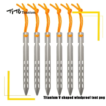 TiTo de Titânio tenda unhas em forma de V de design de acampamento ao ar livre Permeável equipamento Tenda ferramenta para solo Macio 6/8/10/12pc