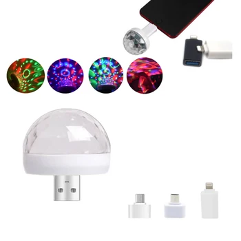 5V Voz, Magia Bola de Luz, Telefone USB de Cristal Bola Mágica de Palco, Luz RGB 4W Mini Colorido Brilho DJ Bola Mágica Luz