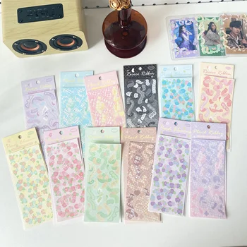 12Pcs/Set Fita Bling Adesivos de Scrapbook Decorativos Laser Etiqueta coreano Ídolo Photocard Kpop DIY Álbum de Fotos de papel de carta