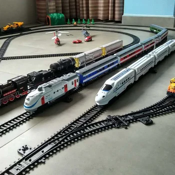 Trilho Pacote De Expansão Para O Transporte Ferroviário Rei Clássica De Trem Da Cidade De Trens Flexível Faixas Reta Trilhos Curvos Bloco De Construção De Brinquedo