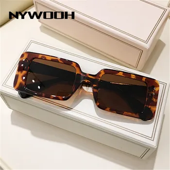 NYWOOH Vintage Retângulo Óculos de sol das Mulheres Leopard Senhoras de Óculos de Sol Retro Marca de Designer de Viagens, Óculos UV400