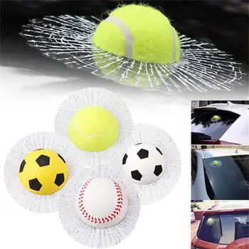 Engraçado 3D Bola de Tênis de Basquete de Futebol Bater Janela de Crack Etiqueta do Carro Decoração Falsificar adesivos de carros 2021