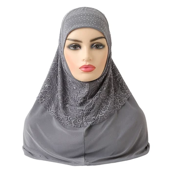 H207 Adultos Big Girls Tamanho Médio de 70*60cm orar hijab muçulmano Chapéu Amira lenço islã lenço puxe headwrap manta do Capô Tampa