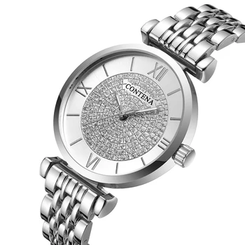 Senhoras Relógio de Quartzo de 2020, A Marca de Luxo Contena das Mulheres Relógio de Pulso de Aço Inoxidável Completa Feminino Relógio Relógios Strass