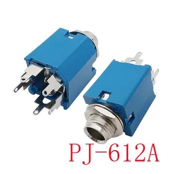 PJ612A-5P 1/4 de polegada de 6,35 mm 5 Pinos de Áudio Microfone Feminina Soquete do Fone de ouvido Jack Painel Conector de Montagem com Porca Azul