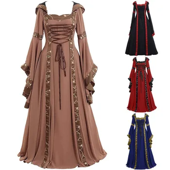 Medieval Trajes Cosplay para as Mulheres de Halloween, Carnaval Idade Média Desempenho da Fase Gótica Retro Tribunal Victoria Dress S-3XL