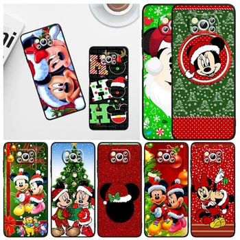 Natal do Mickey Minnie Para Xiaomi Civi Mi Poco X4 X3 NFC F3 GT M4 M3 M2 X2 F2 Pro C3 4G 5G Preto Tampa da caixa do Telefone Capa
