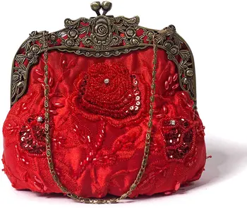 As mulheres do Antigo Frisado Festa Clutch Vintage Rose Bolsa de Noite Bolsa compõem sacos de casamento bolsas mulheres sacos de Presente Presentes