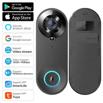 W3 Inteligente de Vídeo Campainha Câmera 1080P WiFi Vídeo-porteiro a Campainha da Porta da Câmara de Áudio bidirecional Trabalha Com Alexa Echo Mostrar Inicial do Google
