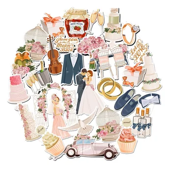 28pcs tema do Casamento impermeável para telemóvel carro Etiqueta Decorativa de papel de carta Scrapbooking DIY Diário Álbum de Adesivo