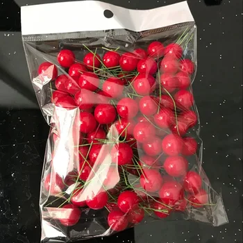 50/100 Pcs Vermelho Mini Falso Fruto Flor Artificial de Cereja Estame Presentes para O Ano Novo de Natal Pingente de Decorações para Árvores de Berry