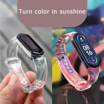 Silicone Pulseira para Xiaomi MiBand 3 4 5 6 pulseiras Smartwatch Banda Acessórios Mi Banda Wriststraps a Mudança de Luz do Bracelete