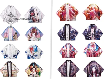 Japonês De Impressão Kimonos Homens Haori Soltas, Camisas De Mulheres Samurai Estilo Casaquinho De Verão De Casal Tradicional Coats Janpan Roupas Ternos