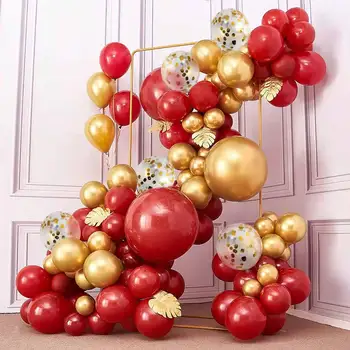 Ouro Confete Balão Garland Arco Kit Metalizado Ouro Vermelho Adultos, Ano Novo, Aniversário De Casamento, Decoração De Festas