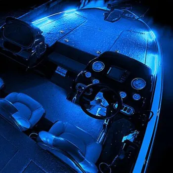 4 pçs 12 Volts DIODO emissor de Luz do Barco da Categoria Marinha Grande Super Brilhante LED Azul Luzes de Cortesia COB Impermeável 6,7 X 0,7 X 0.2 Polegadas de Peças