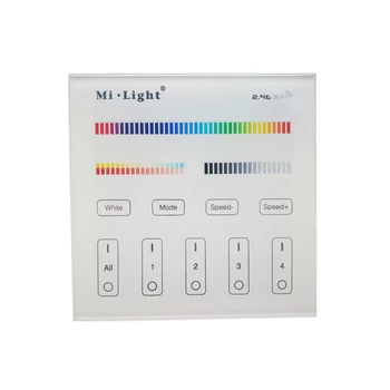 Novo Milight B4 Led RGBCCT Controlador de 4 Zonas de Painel Inteligente de 2.4 GHz Controlador Remoto WW RGB Luzes de Tira do Bulbo de Lâmpada da Fita Fita