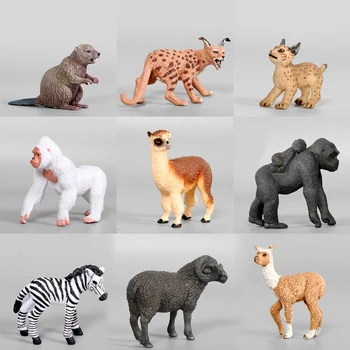 Simulação De Figuras De Ação Selvagem Da Floresta, Os Animais, O Lince,A Alpaca,O Orangotango Figurinhas De Coleção De Modelos,Brinquedo Educativo Para As Crianças