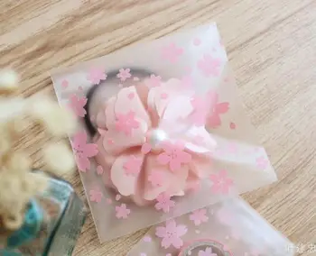 100 pcs/muito Bela Flor de Plástico Cookie Embalagem Saco de Mini Casamento Doces Saco de Biscoito de Embalagem 7cm*7cm