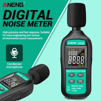 ANENG GN101 Digital Medidor de Ruído de Medição 35-135 db Inteligente Medidor de Nível de Som em Decibéis Monitor Logger de ferramentas de Diagnóstico