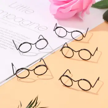 5PCS Moda Redondo Preto do Quadro Boneca Óculos Retro Liga de Preto Lensless Óculos Boneca de Óculos de sol do Bebê de Brinquedo Boneca Acessórios