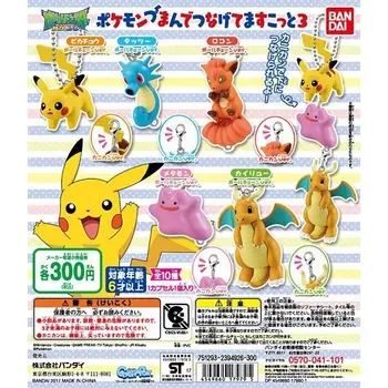Bandai Genuíno Gacha Brinquedos Pokemon Dragonite Pikachu Idem Vulpix Horsea Bonito Figura De Ação Do Modelo De Brinquedos