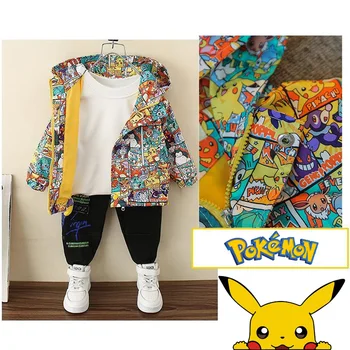 Pokemon Pikachu A Jaqueta Casaco Para Crianças Meninos Meninas Rapazes Raparigas De Beisebol Camisa Camisa Impermeável Leve Anime Tops Presentes Das Crianças