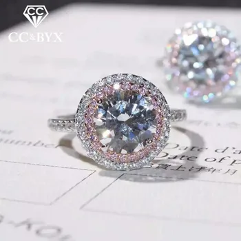 CC Anéis de Casamento Para as Mulheres de Cor Prata Zirconia Cúbico cor-de-Rosa Diamant Anel Nupcial Envolvimento Romântico Anel de Drop Shipping CC593
