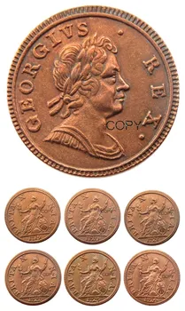Reino UNIDO, UM conjunto de(1719-1724) 6pcs,Navegação Britânica Moedas de George I,muito rara cópia da moeda