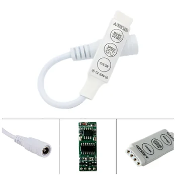1PC 12V 24V Mini 3key RGB LED mini led controlador com conector DC 12A Para 3528 5050 LED Strip RGB