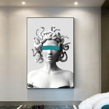 Medusa Vapor de Onda Escultura de Lona de Resumo de Poster e Graffiti, Arte de Parede, Tela de Pintura, Pintura de Decoração de Sala de estar