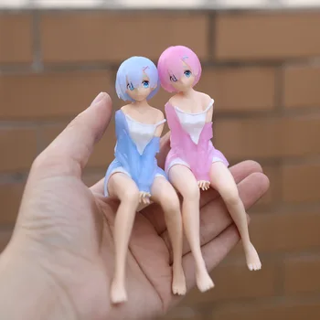 14cm de Anime Re:a Vida em Um Mundo Diferente, a Figura de Macarrão Rolha de Ram Rem PVC Ação Figuras Modelo de Brinquedo de Boneca