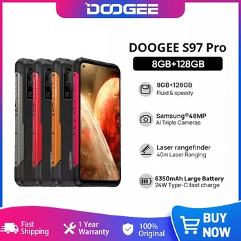 DOOGEE S97 Pro Robusto Telefone 40m Telêmetro a Laser 48MP QuadCamera Celular Helio G95 Octa Core 8GB+128GB SmartPhone 8500mAh NFC